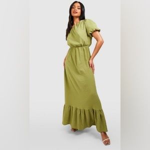 One shoulder linen dress